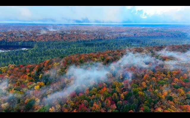 Autumn in the Ontario Canada Highlands, Peaceful River and Forest Scenes on Thanksgiving Weekend